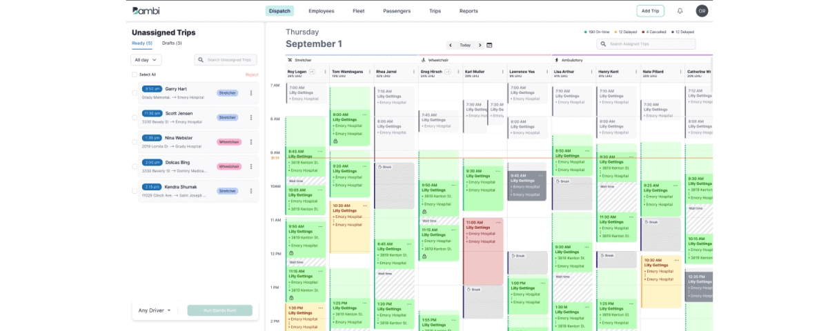 The Bambi dispatcher dashboard